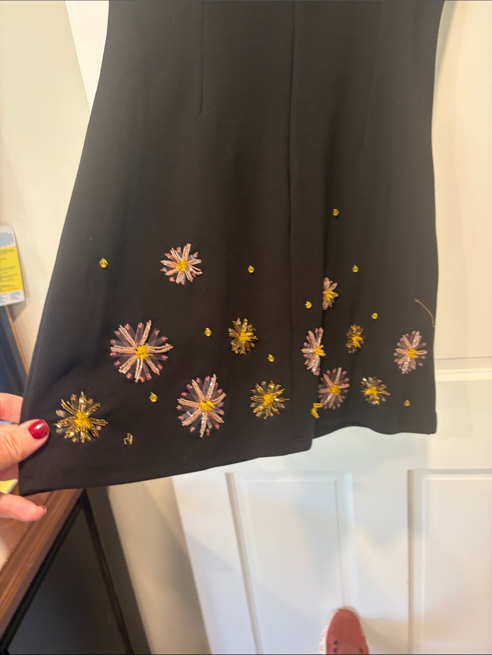 STAUD Black Beaded Mercer dahlia daydream Mini Dress Pink &Gold - Picture 7 of 8